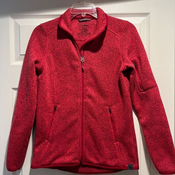 L.L. Bean women’s red full zipped fleece sweater size XS. - Picture 1 of 9
